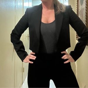 THEORY Wool Cropped Black Cube Blazer Size 4